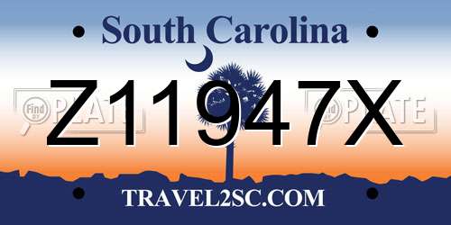 Z11947X South Carolina License Plate