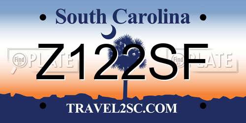 Z122SF South Carolina License Plate