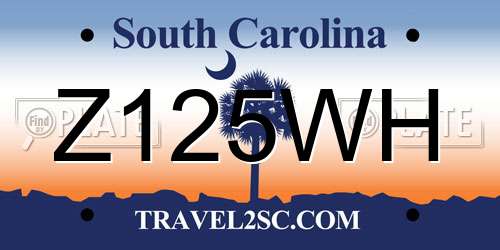 Z125WH South Carolina License Plate
