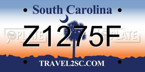 Z1275F South Carolina License Plate