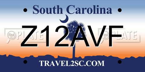 Z12AVF South Carolina License Plate