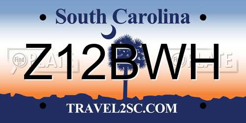 Z12BWH South Carolina License Plate