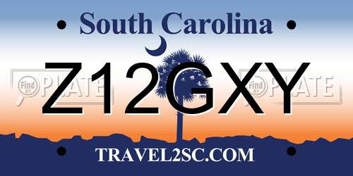 Z12GXY South Carolina License Plate
