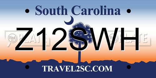 Z12SWH South Carolina License Plate