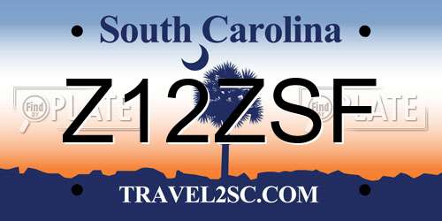 Z12ZSF South Carolina License Plate