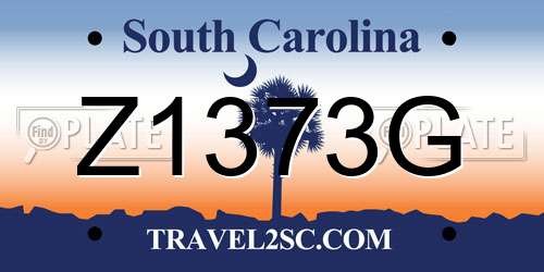 Z1373G South Carolina License Plate