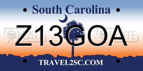 Z13GOA South Carolina License Plate