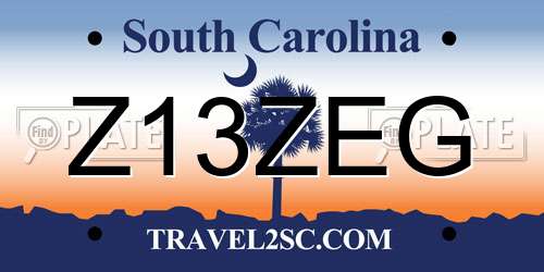Z13ZEG South Carolina License Plate