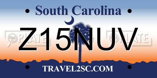 Z15NUV South Carolina License Plate