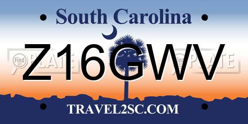 Z16GWV South Carolina License Plate
