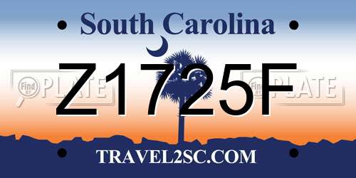 Z1725F South Carolina License Plate