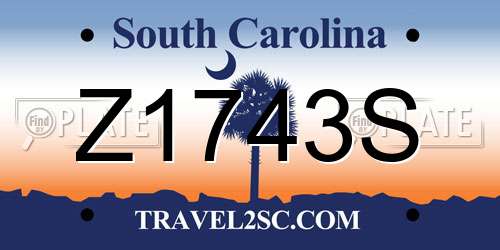 Z1743S South Carolina License Plate