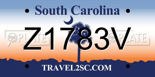 Z1783V South Carolina License Plate
