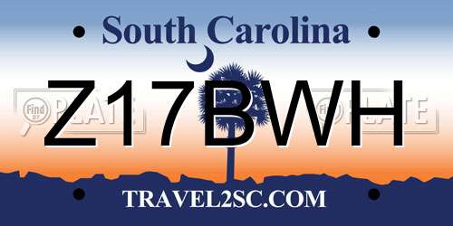 Z17BWH South Carolina License Plate