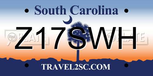 Z17SWH South Carolina License Plate