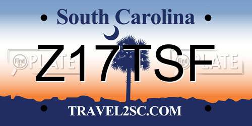 Z17TSF South Carolina License Plate