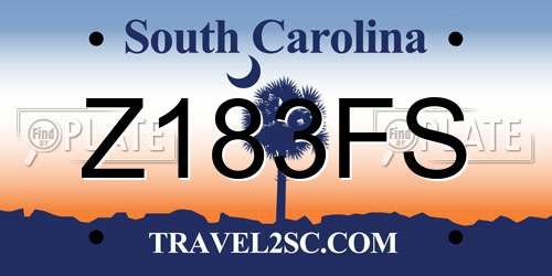 Z183FS South Carolina License Plate