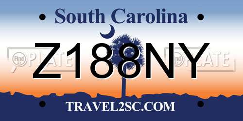 Z188NY South Carolina License Plate