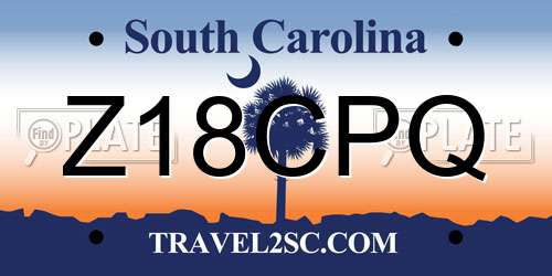 Z18CPQ South Carolina License Plate