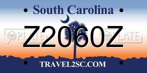 Z2060Z South Carolina License Plate