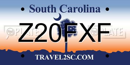 Z20FXF South Carolina License Plate