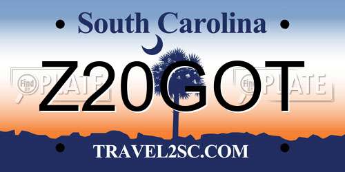 Z20GOT South Carolina License Plate