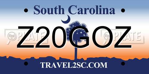 Z20GOZ South Carolina License Plate