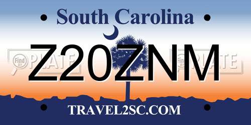Z20ZNM South Carolina License Plate