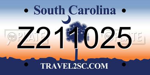 Z211025 South Carolina License Plate