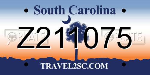 Z211075 South Carolina License Plate