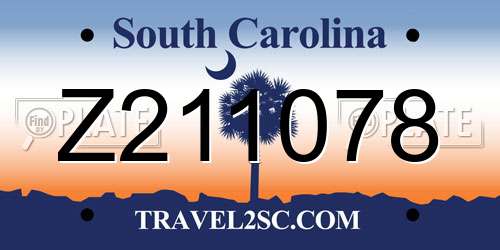 Z211078 South Carolina License Plate