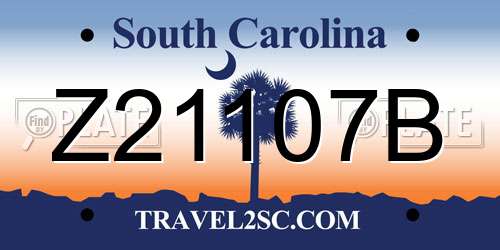Z21107B South Carolina License Plate