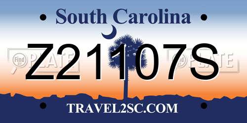 Z21107S South Carolina License Plate