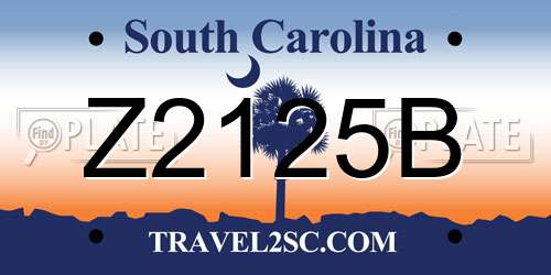 Z2125B South Carolina License Plate