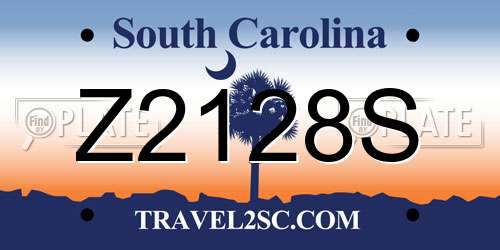 Z2128S South Carolina License Plate