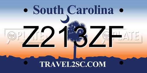 Z213ZF South Carolina License Plate