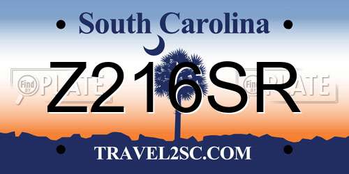 Z216SR South Carolina License Plate
