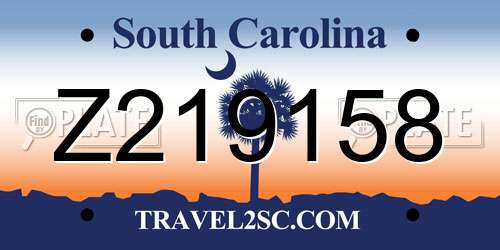 Z219158 South Carolina License Plate