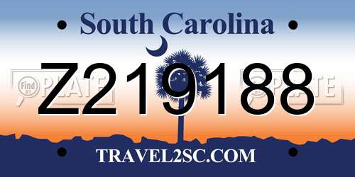 Z219188 South Carolina License Plate