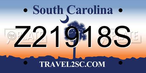Z21918S South Carolina License Plate