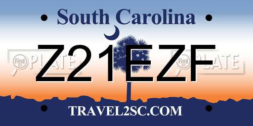 Z21EZF South Carolina License Plate