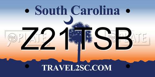 Z21TSB South Carolina License Plate