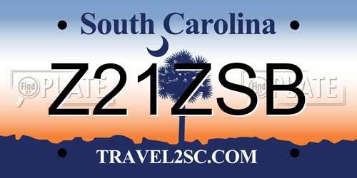 Z21ZSB South Carolina License Plate