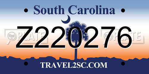 Z220276 South Carolina License Plate