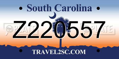 Z220557 South Carolina License Plate
