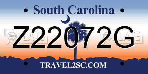Z22072G South Carolina License Plate