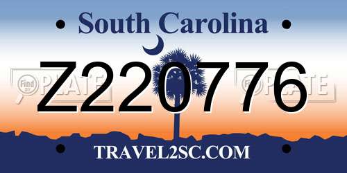 Z220776 South Carolina License Plate