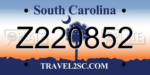 Z220852 South Carolina License Plate