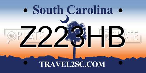Z223HB South Carolina License Plate