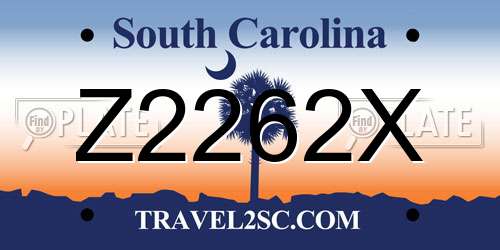 Z2262X South Carolina License Plate